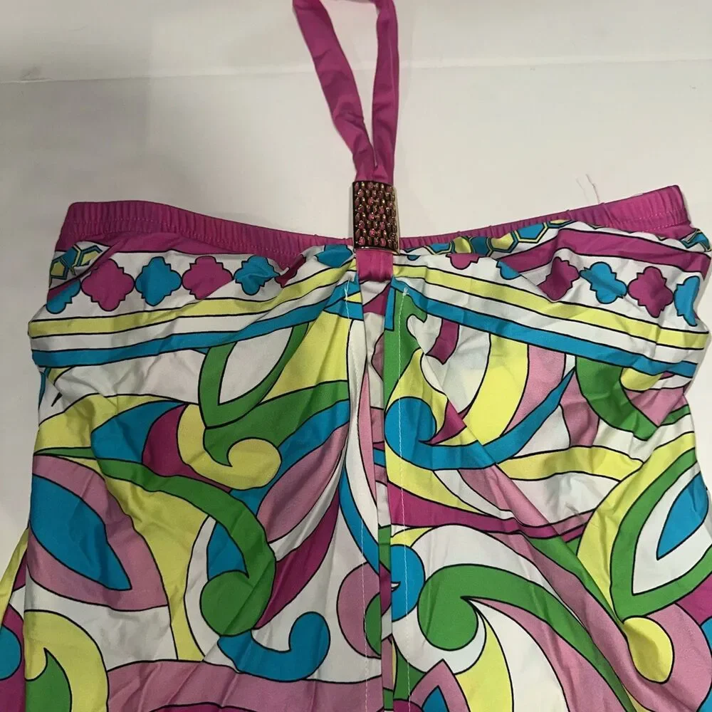 Tara Grinna women's retro multicolor swimsuit 2pc Set Size36/8 Made In The USA